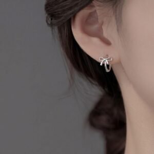 Alternative view of DORI | Bông Tai Bạc Nơ Xinh Tối Giản